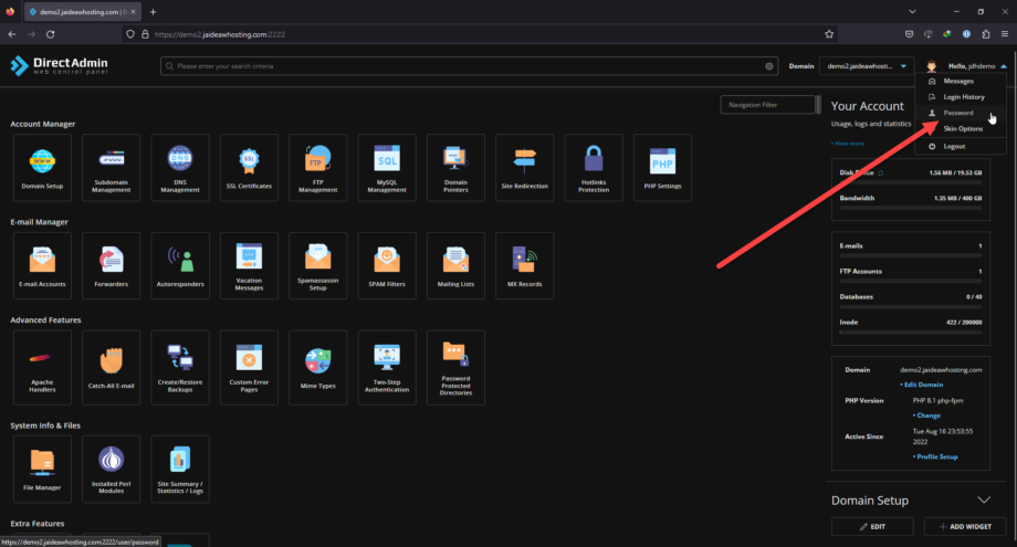 การเปลี่ยนรหัสผ่าน DirectAdmin Control Panel - Knowledge Base ...